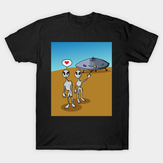 Alien with UFO T Shirt T-Shirt by Zeruwsky Artwork